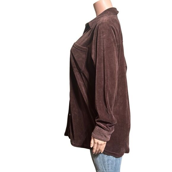 Pulp long sleeve button down velour coffee bean chest pocket shirt L - Picture 3 of 7